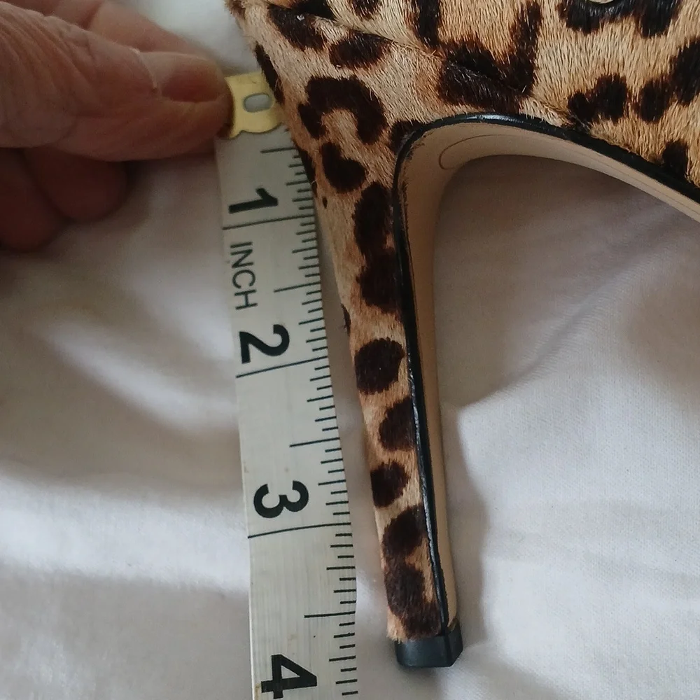 Leopard Print Pointed Toe Mule Heels - Women Sam EDELMAN CALF HAIR BOOTIES - Picture 5 of 5